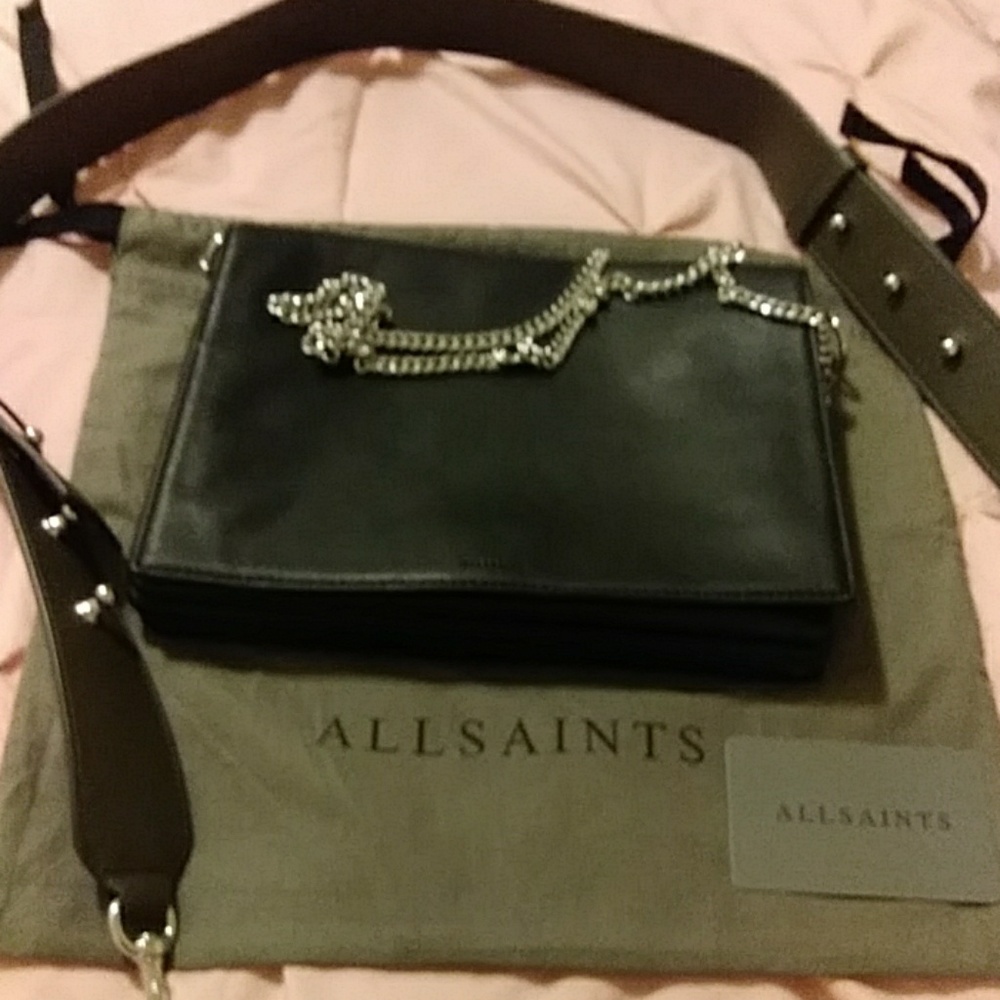 Authenic All Saints leather shoulder crossbody bag